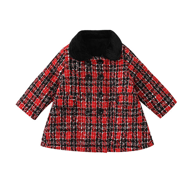Μοντέρνο παιδικό καρό παλτό με κουμπιά  για κορίτσια