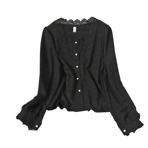 Moodne naiste särk kandilise dekoltee ja pitsiga