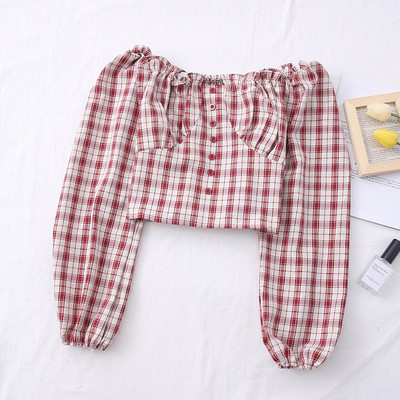 Μοντέρνο γυναικείο καρό πουκάμισο με ντεκολτέ