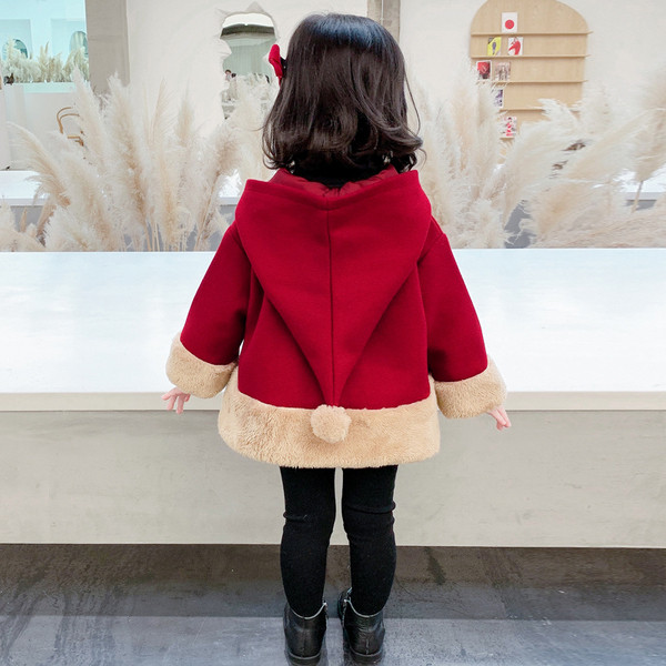 Μοντέρνο παιδικό μπουφάν με κουμπιά και κουκούλα για κορίτσια