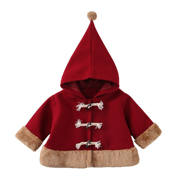 Μοντέρνο παιδικό μπουφάν με κουμπιά και κουκούλα για κορίτσια