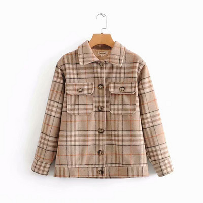 Κοντό καρό μπουφάν άνοιξη-φθινόπωρο με κουμπιά