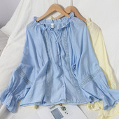 Női ing kerek nyakkivágással és gombokkal