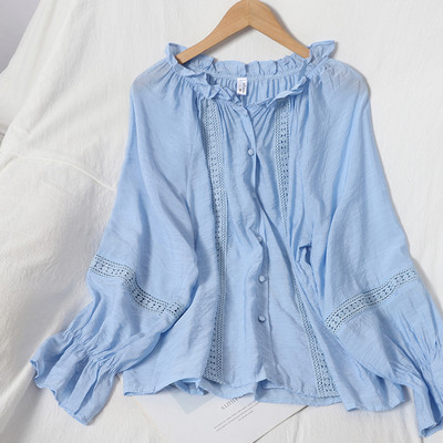 Női ing kerek nyakkivágással és gombokkal