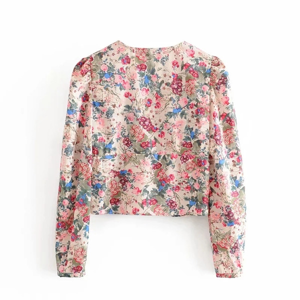 Női ing virágmintával és gombokkal