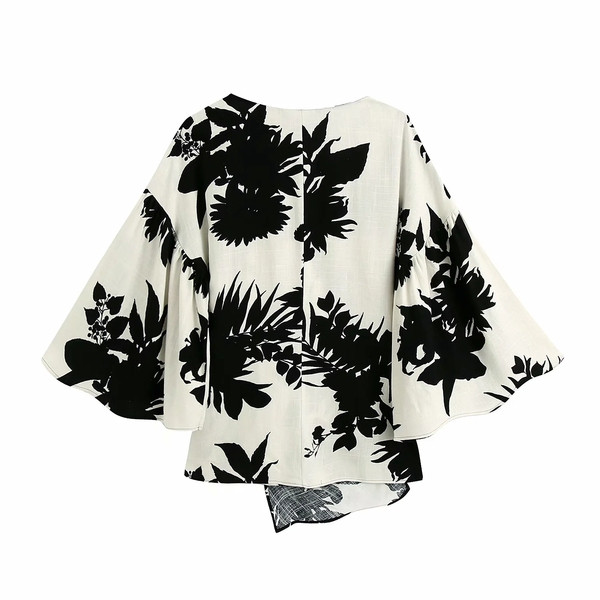 Új modell nyári ing nyakkendővel és széles ujjakkal