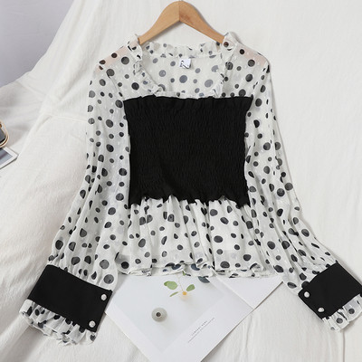 Naiste täpiline must-valge särk