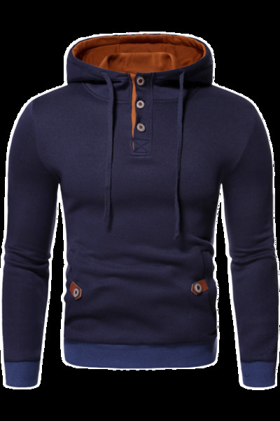 Napi férfi pulóver kapucnival és gombokkal