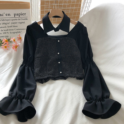 Stílusos női ing klasszikus gallérral és hosszú ujjal