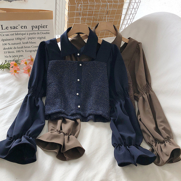 Stílusos női ing klasszikus gallérral és hosszú ujjal