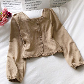 Moodne naiste särk kandilise kaelusega ja pikkade varrukatega