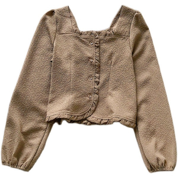 Moodne naiste särk kandilise kaelusega ja pikkade varrukatega