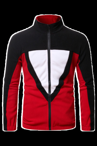 Πολύχρωμο ανδρικό φούτερ με υψηλό γιακά και φερμουάρ