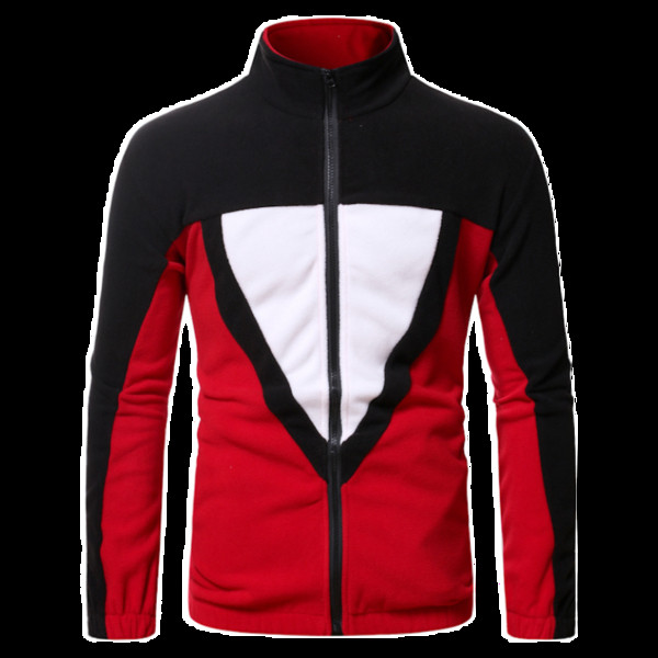 Πολύχρωμο ανδρικό φούτερ με υψηλό γιακά και φερμουάρ