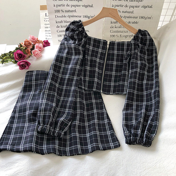 Καρό γυναικείο σετ από δύο μέρη