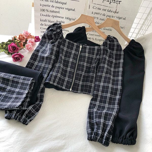 Καρό γυναικείο σετ από δύο μέρη