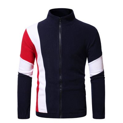 Férfi testreszabott pulóver magas gallérral és cipzárral