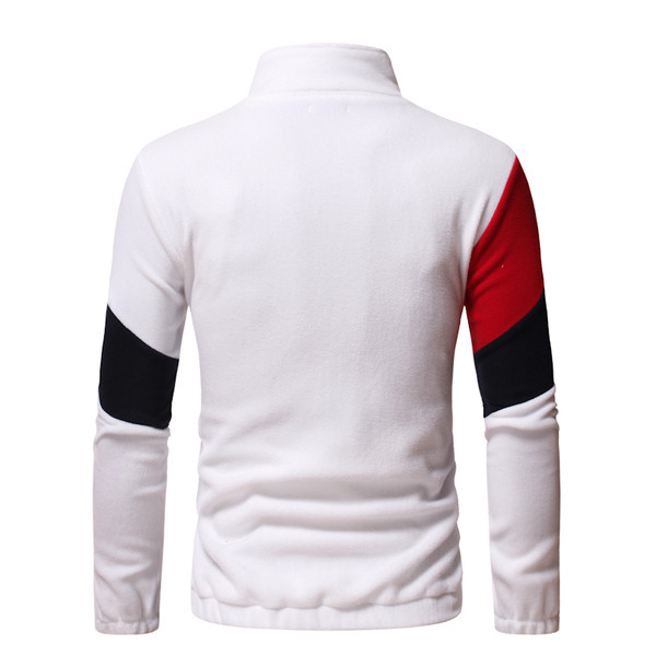 Férfi testreszabott pulóver magas gallérral és cipzárral