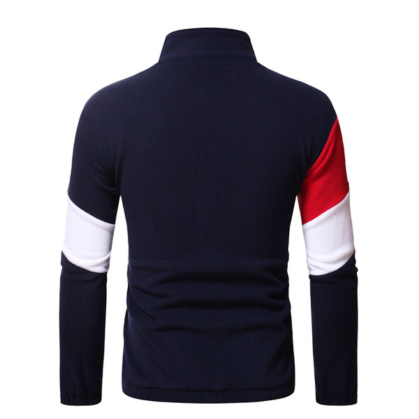 Férfi testreszabott pulóver magas gallérral és cipzárral