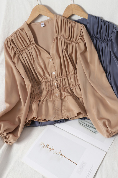 Vabaaja naiste särk spitsikaela ja nööpidega