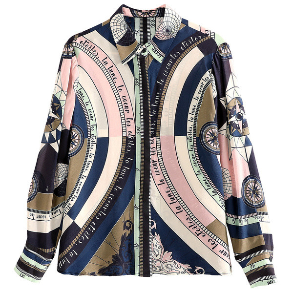 Új modell női ing - mintával és klasszikus gallérral