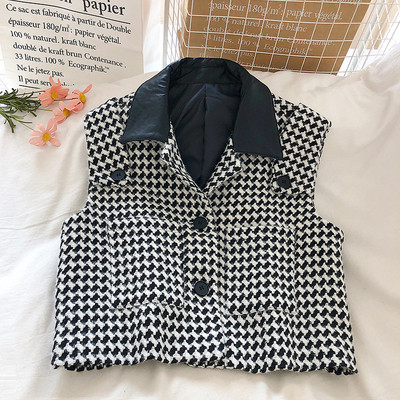 Γυναικείο γιλέκο καρό με κουμπιά