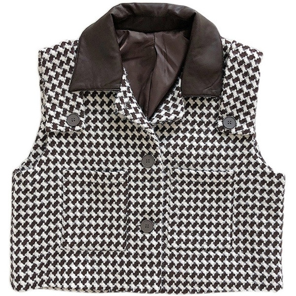 Γυναικείο γιλέκο καρό με κουμπιά