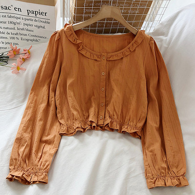 Női ing ovális nyakkivágással és hosszú ujjal