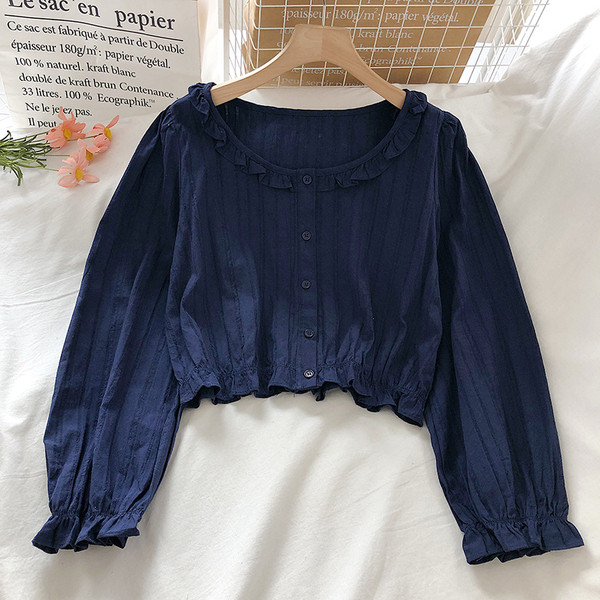 Női ing ovális nyakkivágással és hosszú ujjal