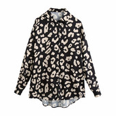 Μονόχρωμο πουκάμισο με τύπωμα με άνιμαλ πριντ