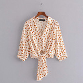 Κοντό μοντέλο πουκάμισο με κορδόνια και μανίκια 7/8