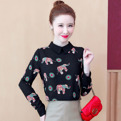 Μοντέρνο γυναικείο πουκάμισο με άνιμαλ πριντ - μαύρο χρώμα