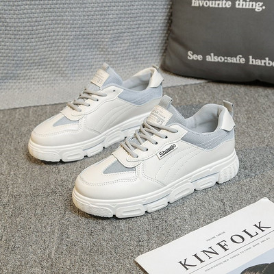 Γυναικεία casual λευκά αθλητικά παπούτσια από οικολογικό δέρμα