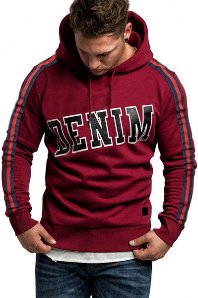 Ανδρικό καθημερινό φούτερ με κουκούλα και επιγραφή