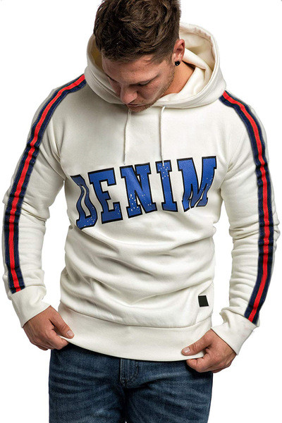 Ανδρικό καθημερινό φούτερ με κουκούλα και επιγραφή