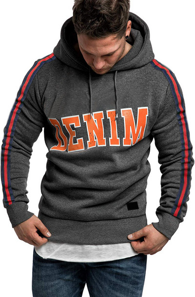 Ανδρικό καθημερινό φούτερ με κουκούλα και επιγραφή