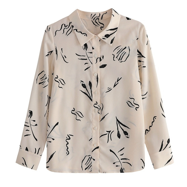 Casual γυναικείο πουκάμισο με μοτίβο και κλασικό κολάρο