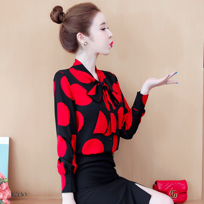 Új modell női pöttyös ing szalaggal