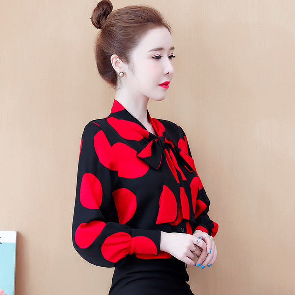 Új modell női pöttyös ing szalaggal