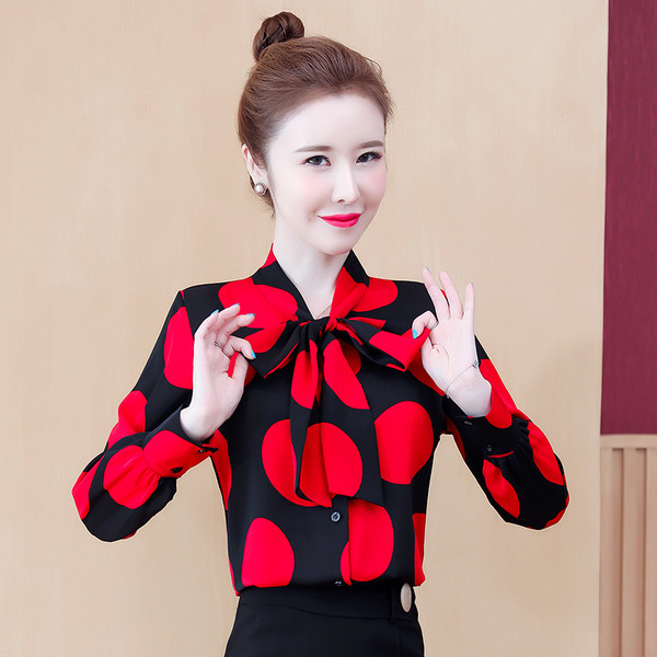 Új modell női pöttyös ing szalaggal