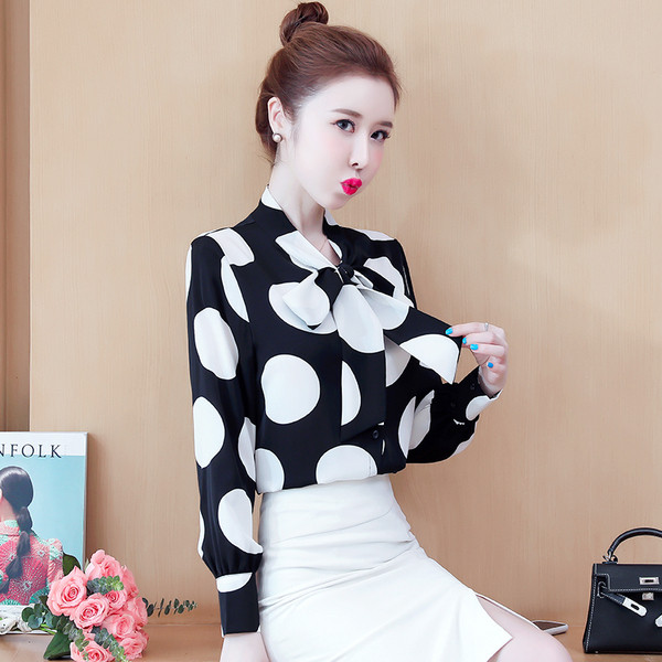 Új modell női pöttyös ing szalaggal