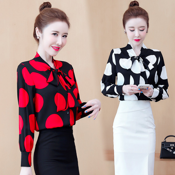 Új modell női pöttyös ing szalaggal