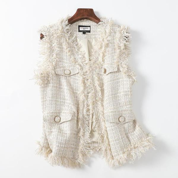 Új modell mellény rojtokkal és V-nyakkal