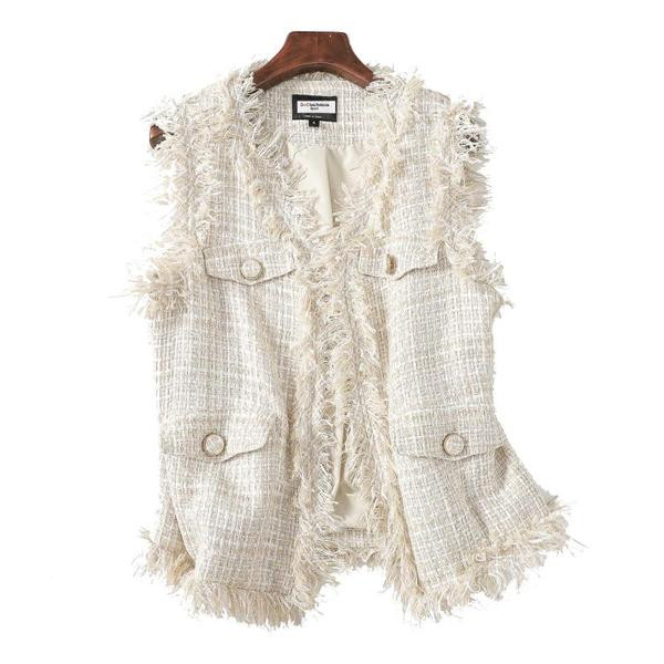 Új modell mellény rojtokkal és V-nyakkal