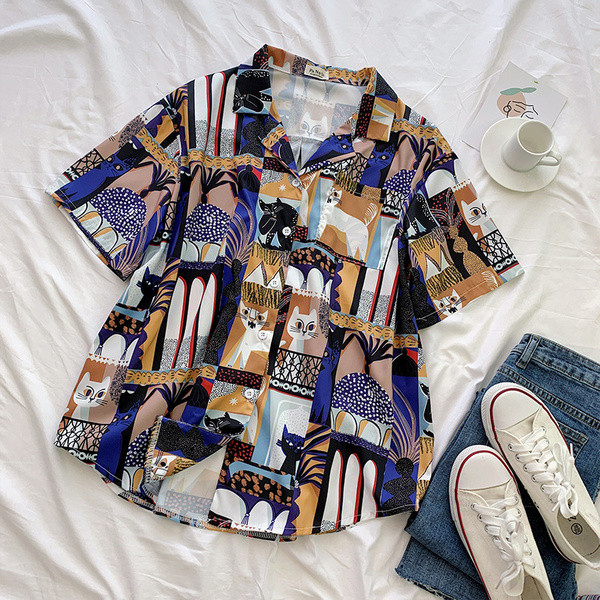 Női alkalmi ing rövid ujjal és gombokkal