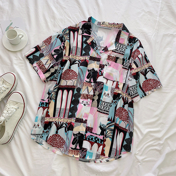 Női alkalmi ing rövid ujjal és gombokkal