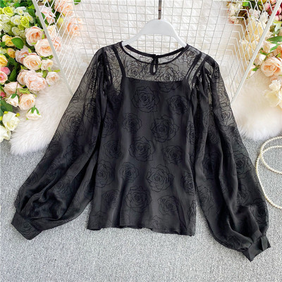 Naiste moodne laiade varrukate ja ovaalse kaelusega särk