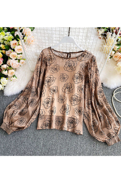 Naiste moodne laiade varrukate ja ovaalse kaelusega särk