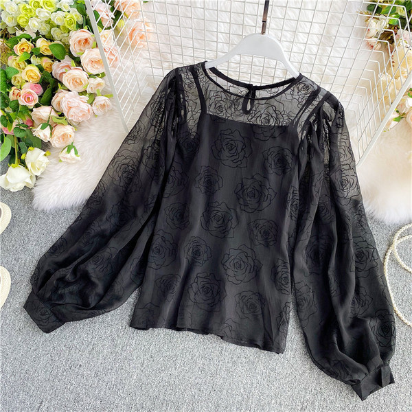 Naiste moodne laiade varrukate ja ovaalse kaelusega särk