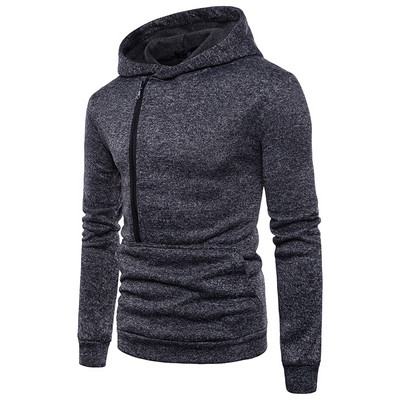 Férfi sportpulóver kapucnival, zsebekkel és cipzárral